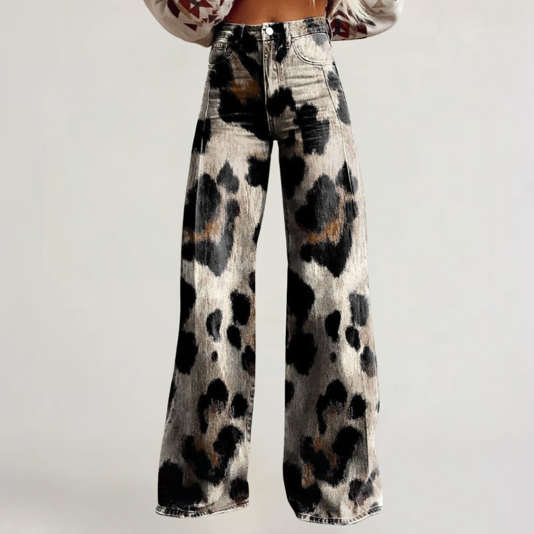 ARIANA | PANTALONI ARTIGIANALI ELEGANTI STAMPA MUCCA
