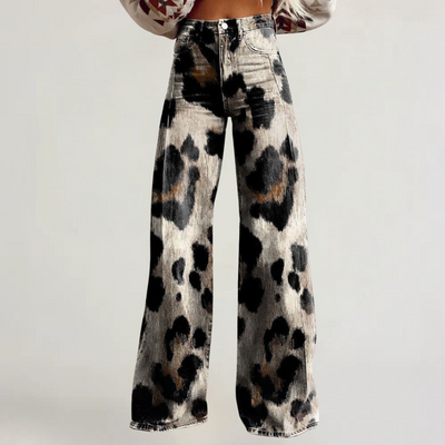 ARIANA | PANTALONI ARTIGIANALI ELEGANTI STAMPA MUCCA