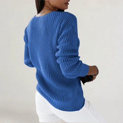 FRANCESCA | MAGLIA IN LANA MORBIDA CON SCOLLO A V E TRECCE