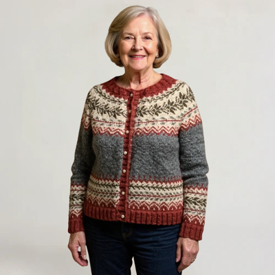 BRIANNA | CARDIGAN IN LANA PREGIATA CON MOTIVO VINTAGE ISLANDESE