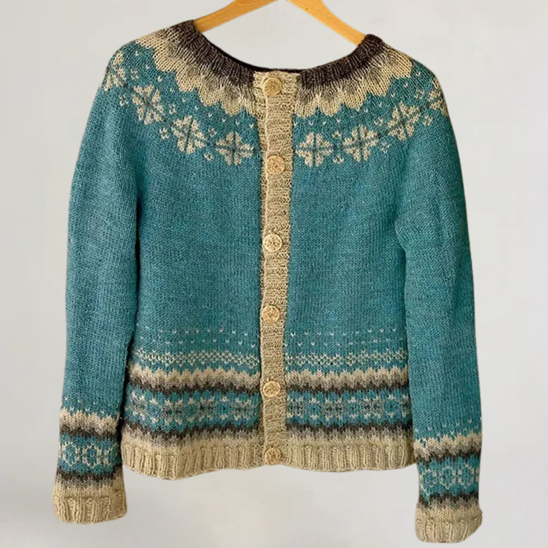 BRIANNA | CARDIGAN IN LANA PREGIATA STILE VINTAGE ISLANDESE