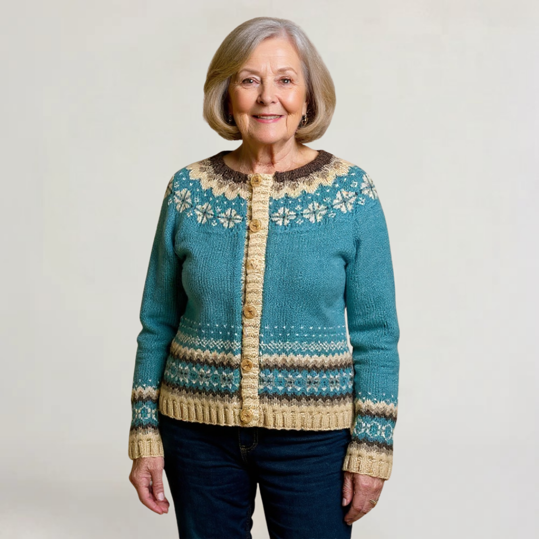 BRIANNA | CARDIGAN IN LANA PREGIATA STILE VINTAGE ISLANDESE