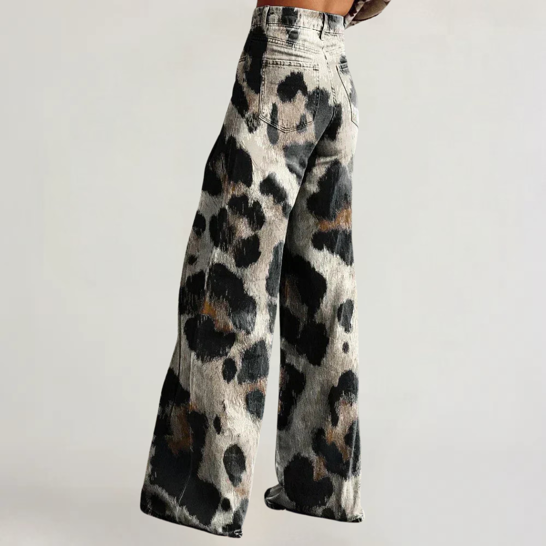 ARIANA | PANTALONI ARTIGIANALI ELEGANTI STAMPA MUCCA