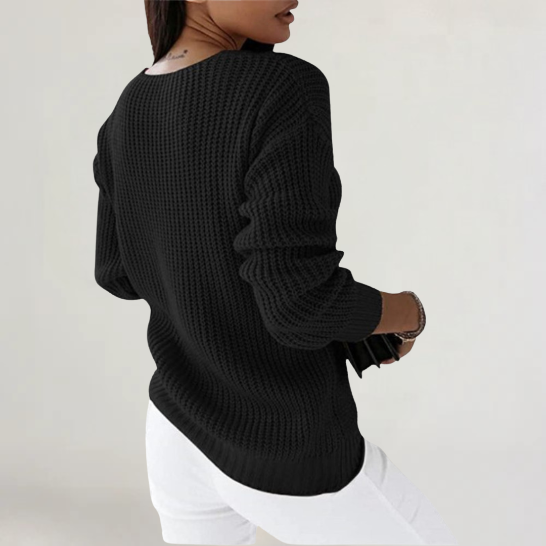 FRANCESCA | MAGLIA IN LANA MORBIDA CON SCOLLO A V E TRECCE