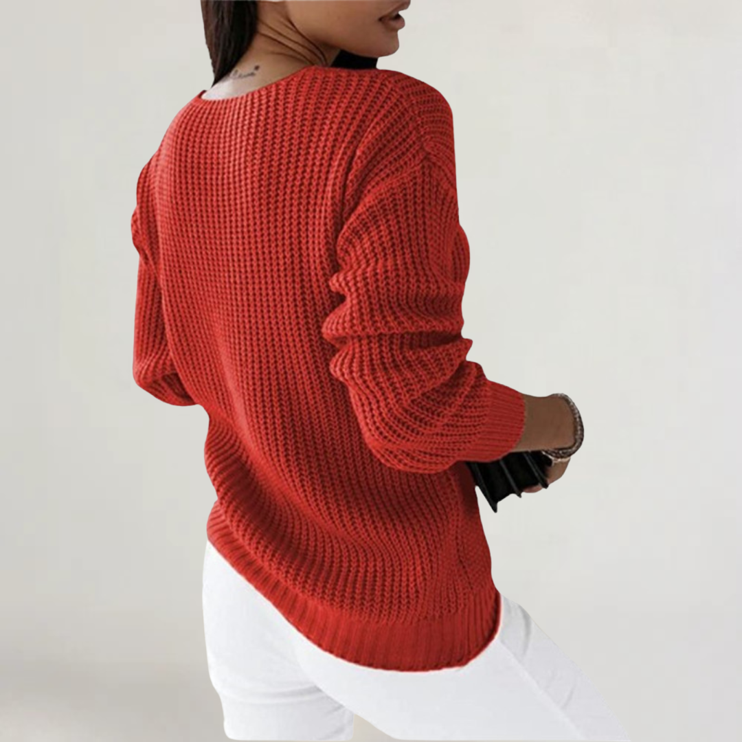 FRANCESCA | MAGLIA IN LANA MORBIDA CON SCOLLO A V E TRECCE