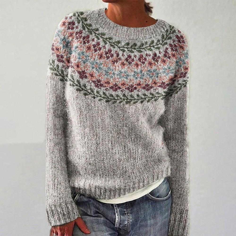 BRIANNA | MAGLIONE IN LANA GRIGIO CON MOTIVO VINTAGE ISLANDESE