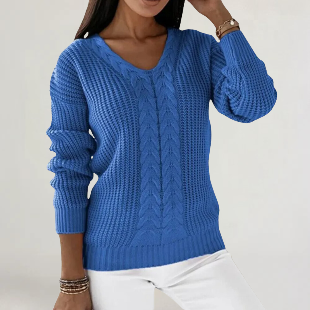 FRANCESCA | MAGLIA IN LANA MORBIDA CON SCOLLO A V E TRECCE