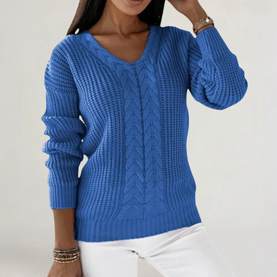 FRANCESCA | MAGLIA IN LANA MORBIDA CON SCOLLO A V E TRECCE