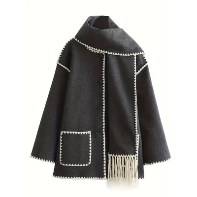 Loren | Cappotto esclusivo con sciarpa moderna integrata