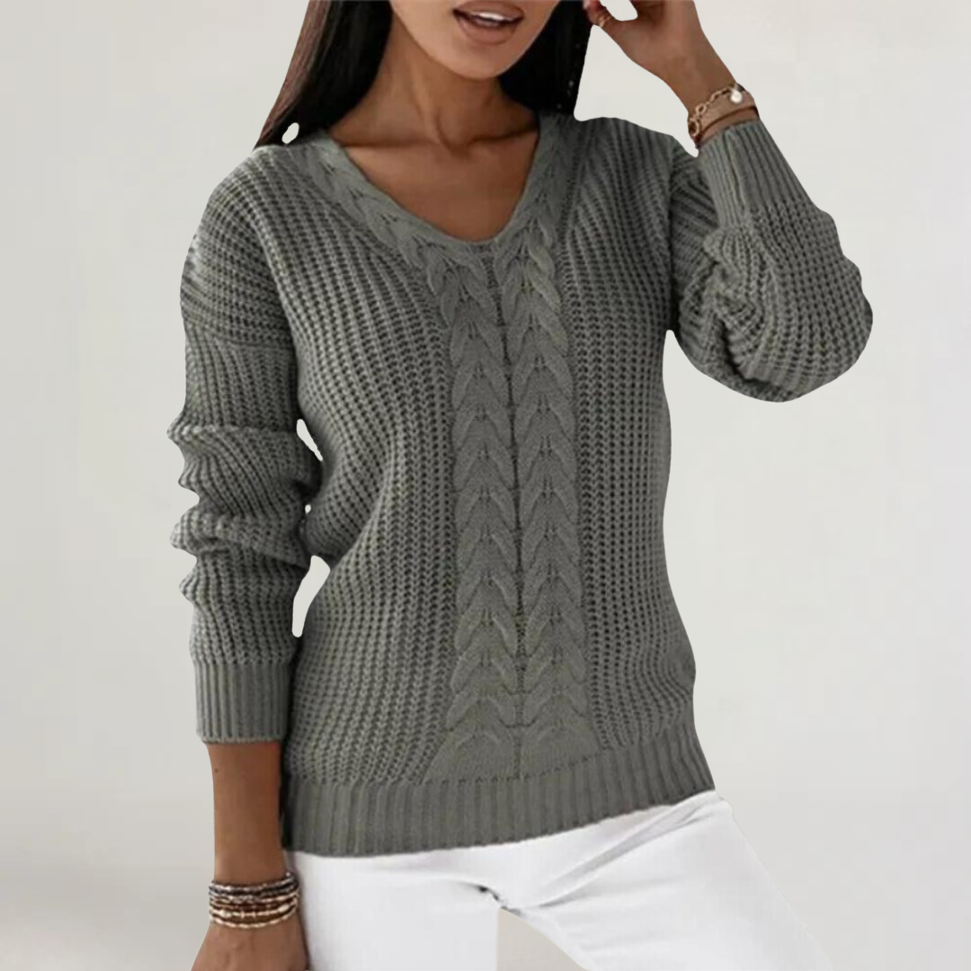 FRANCESCA | MAGLIA IN LANA MORBIDA CON SCOLLO A V E TRECCE