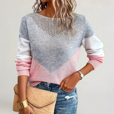 FRANCESCA | MAGLIA LEGGERA A MANICHE LUNGHE CON SFUMATURE COLORATE