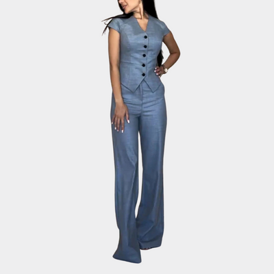 Nivesia | Completo top e pantaloni con scollo a V