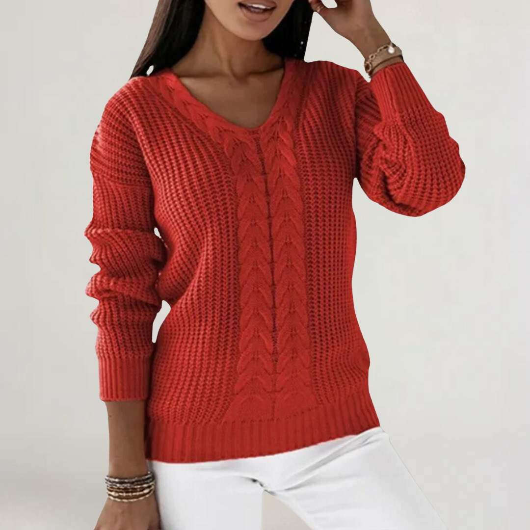 FRANCESCA | MAGLIA IN LANA MORBIDA CON SCOLLO A V E TRECCE