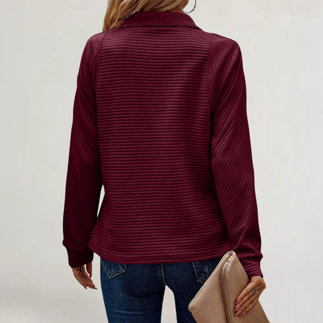FRANCESCA | MAGLIA IN MORBIDO COTONE A COSTE CON CERNIERA LAMPO