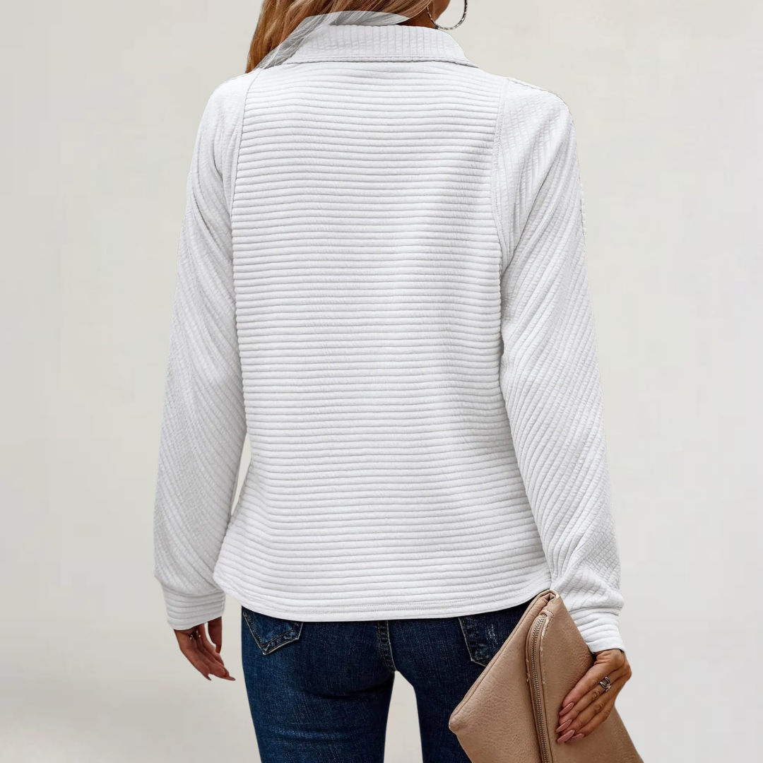 FRANCESCA | MAGLIA IN MORBIDO COTONE A COSTE CON CERNIERA LAMPO