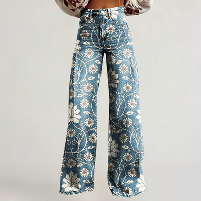 ARIANA | PANTALONI ARTIGIANALI ELEGANTI CON MARGHERITE