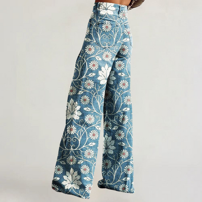 ARIANA | PANTALONI ARTIGIANALI ELEGANTI CON MARGHERITE