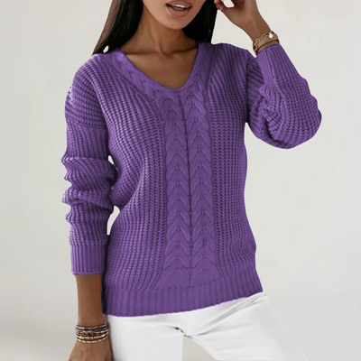 FRANCESCA | MAGLIA IN LANA MORBIDA CON SCOLLO A V E TRECCE