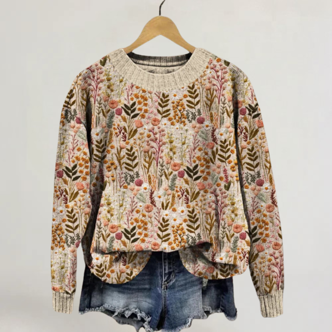 ADRIANA | MAGLIONE IN MAGLIA LEGGERA CON STAMPA FLOREALE
