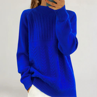 FRANCESCA | MAGLIA IN LANA SOFFICE CON LAVORAZIONE A MOTIVI E COLLO ALTO