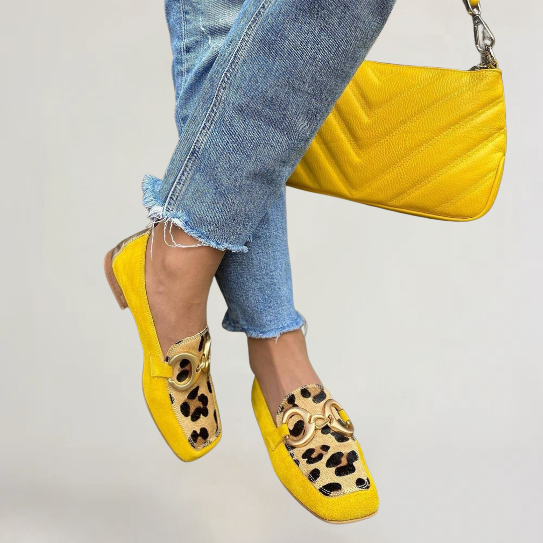 GABRIELLA | MOCASSINI GIALLO VIVACE CON DETTAGLI ANIMALIER
