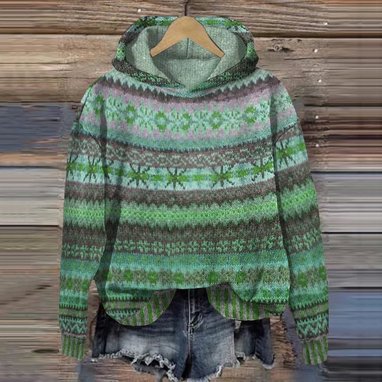 ADRIANA | MAGLIONE IN LANA MULTICOLORE CON CAPPUCCIO