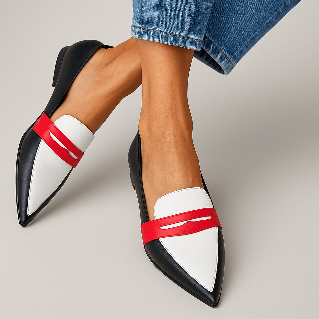 VIVIANA | MOCASSINO A PUNTA CON FASCIA COLORATA