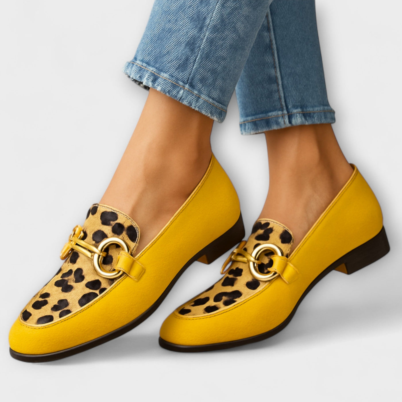 GABRIELLA | MOCASSINI GIALLO VIVACE CON DETTAGLI ANIMALIER