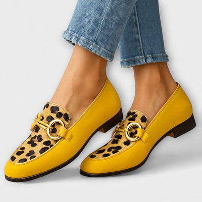 GABRIELLA | MOCASSINI GIALLO VIVACE CON DETTAGLI ANIMALIER
