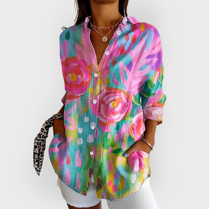 Chloe | Blusa colorata con stampa artistica