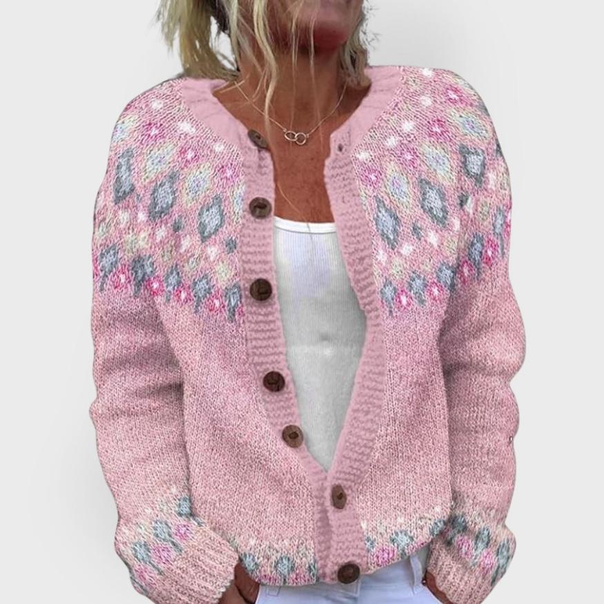 Chloe | Cardigan rosa con stampa