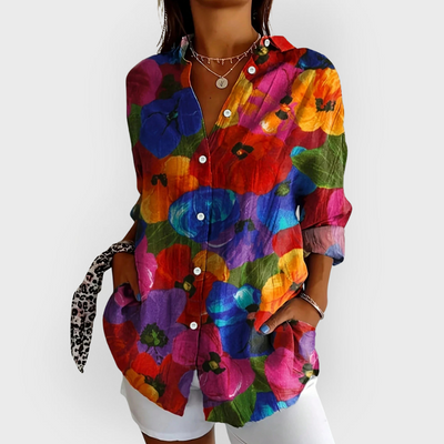 Chloe | Blusa colorata con stampa artistica