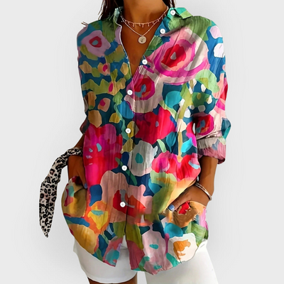 Chloe | Blusa colorata con stampa artistica