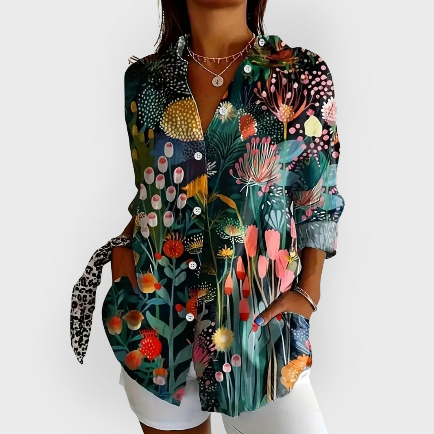 Chloe | Blusa colorata con stampa artistica