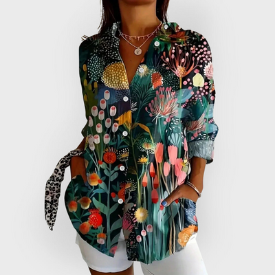 Chloe | Blusa colorata con stampa artistica