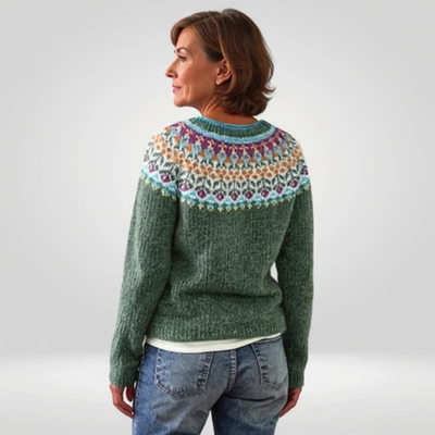 BRIANNA | MAGLIONE VERDE IN LANA CON MOTIVO VINTAGE ISLANDESE