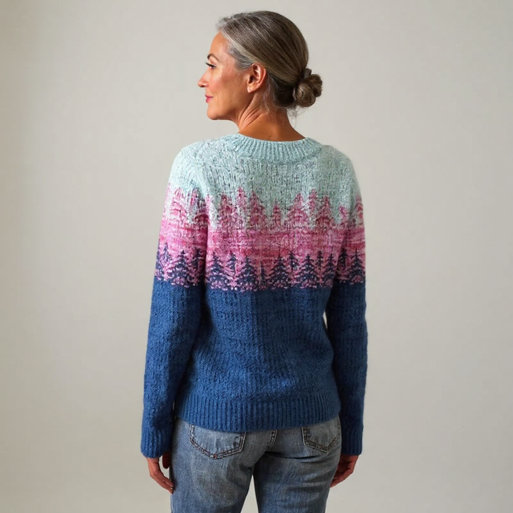 BRIANNA | MAGLIONE IN LANA GRIGIO CON DETTAGLIO BLU E MOTIVO VINTAGE ISLANDESE