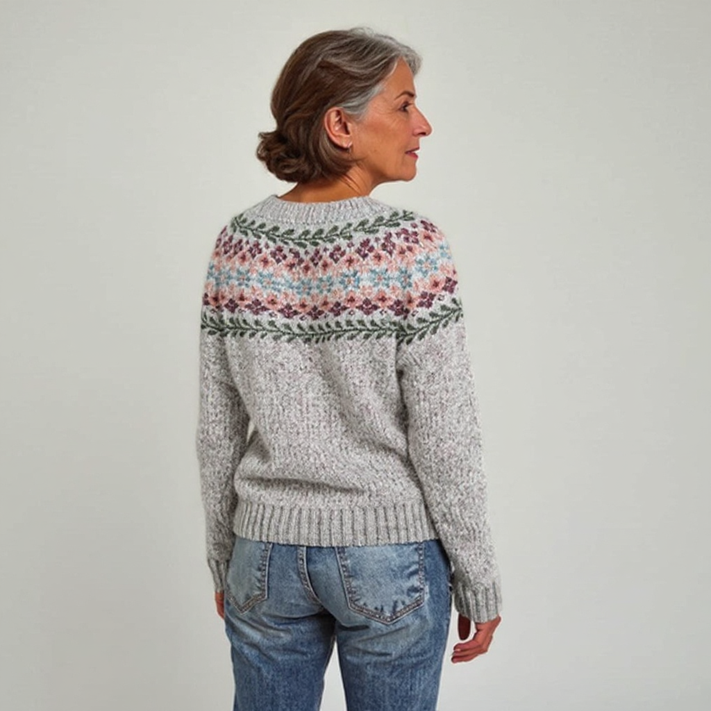 BRIANNA | MAGLIONE IN LANA GRIGIO CON MOTIVO VINTAGE ISLANDESE