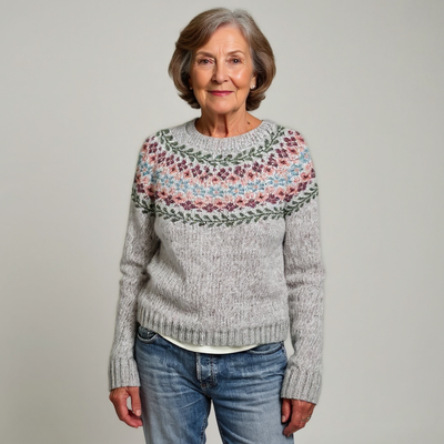 BRIANNA | MAGLIONE IN LANA GRIGIO CON MOTIVO VINTAGE ISLANDESE