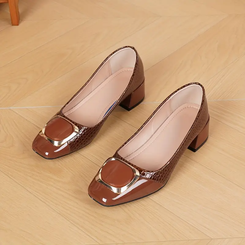 NICOLETTA | PELLE LUCIDA STILE COCCODRILLO CON TACCO BASSO
